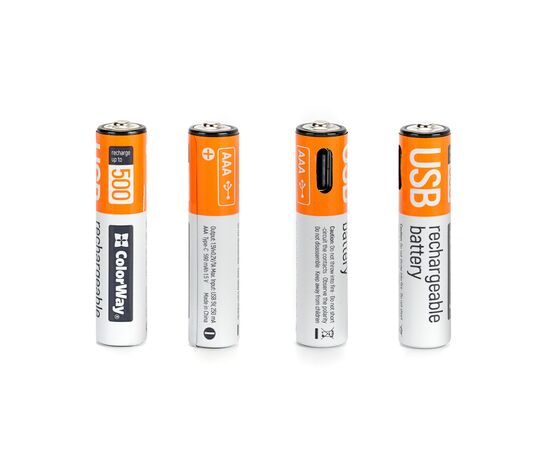 Аккумулятор ColorWay AAА USB-С 590 mAh 1.5V (2шт) (Li-Polymer) (CW-UBAAA-09), изображение 3 Аккумулятор ColorWay AAА USB-С 590 mAh 1.5V (2шт) (Li-Polymer) (CW-UBAAA-09), изображение 3