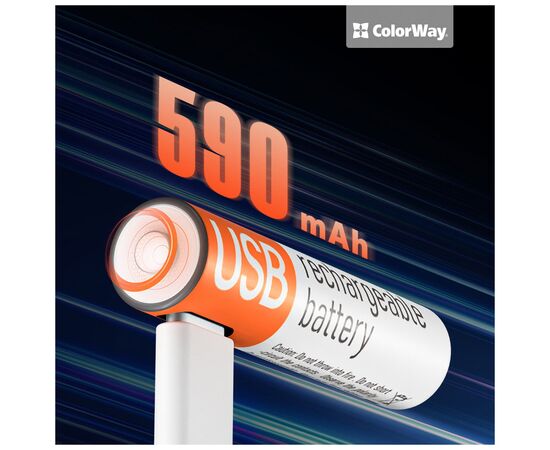 Аккумулятор ColorWay AAА USB-С 590 mAh 1.5V (2шт) (Li-Polymer) (CW-UBAAA-09), изображение 4 Аккумулятор ColorWay AAА USB-С 590 mAh 1.5V (2шт) (Li-Polymer) (CW-UBAAA-09), изображение 4