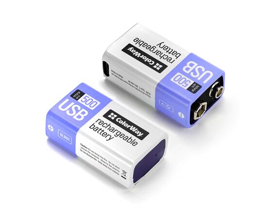 Аккумулятор Крона USB-С 390 mAh 9V (Li-Polymer) ColorWay (CW-UB9V-06), изображение 2 Аккумулятор Крона USB-С 390 mAh 9V (Li-Polymer) ColorWay (CW-UB9V-06), изображение 2