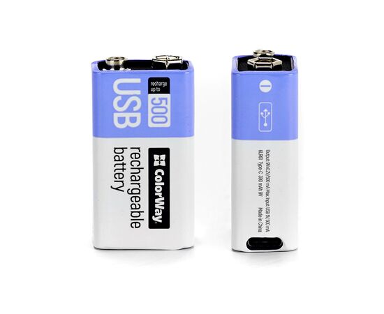 Аккумулятор Крона USB-С 390 mAh 9V (Li-Polymer) ColorWay (CW-UB9V-06), изображение 4 Аккумулятор Крона USB-С 390 mAh 9V (Li-Polymer) ColorWay (CW-UB9V-06), изображение 4