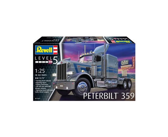 Сборная модель Revell Грузовой тягач Peterbilt 359 уровень 5 масштаб 1:25 (RVL-12627), изображение 11 Сборная модель Revell Грузовой тягач Peterbilt 359 уровень 5 масштаб 1:25 (RVL-12627), изображение 11