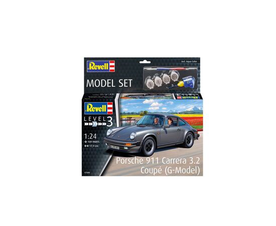 Сборная модель Revell Набор автомобиль Porsche 911 Carrera 3.2 Coupé уровень 3 масштаб 1:24 (RVL-67688), изображение 9 Сборная модель Revell Набор автомобиль Porsche 911 Carrera 3.2 Coupé уровень 3 масштаб 1:24 (RVL-67688), изображение 9