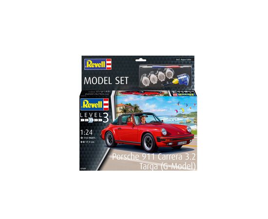 Сборная модель Revell Набор автомобиль Porsche 911 Carrera 3.2 Targa уровень 3 масштаб 1:24 (RVL-67689), изображение 9 Сборная модель Revell Набор автомобиль Porsche 911 Carrera 3.2 Targa уровень 3 масштаб 1:24 (RVL-67689), изображение 9