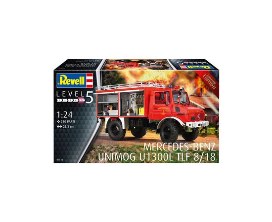 Сборная модель Revell Пожарная машина Unimog U1300L TLF 8/18 уровень 5 масштаб 1:24 (RVL-07512), изображение 9 Сборная модель Revell Пожарная машина Unimog U1300L TLF 8/18 уровень 5 масштаб 1:24 (RVL-07512), изображение 9