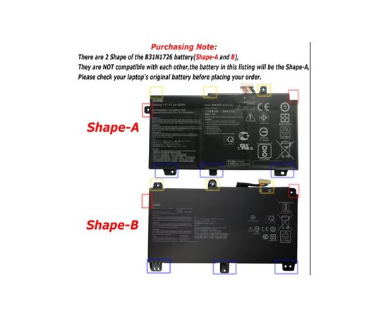 Аккумулятор для ноутбука ASUS TUF Gaming FX504GD (B31N1726) 11.4V 4212mAh, Shape-A (NB431151), изображение 2 Аккумулятор для ноутбука ASUS TUF Gaming FX504GD (B31N1726) 11.4V 4212mAh, Shape-A (NB431151), изображение 2