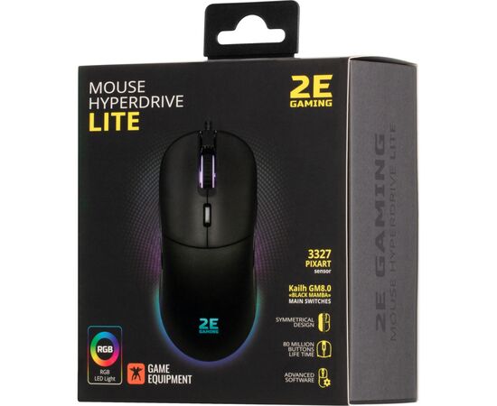 Мышка 2E Gaming HyperDrive Lite RGB Black (2E-MGHDL-BK), изображение 2 Мышка 2E Gaming HyperDrive Lite RGB Black (2E-MGHDL-BK), изображение 2