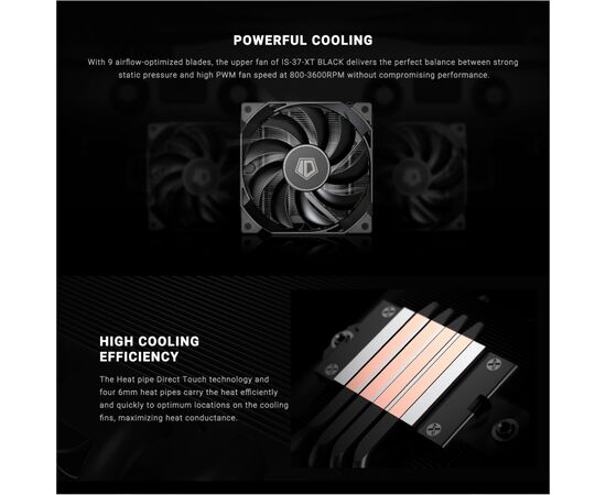 Кулер до процесора ID-Cooling IS-37-XT Black, зображення 11 Кулер до процесора ID-Cooling IS-37-XT Black, зображення 11