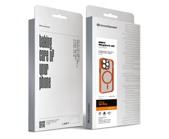 Чехол для мобильного телефона Armorstandart Unit MagSafe SE Apple iPhone 14 Pro Orange Black (ARM75375), изображение 2 Чехол для мобильного телефона Armorstandart Unit MagSafe SE Apple iPhone 14 Pro Orange Black (ARM75375), изображение 2