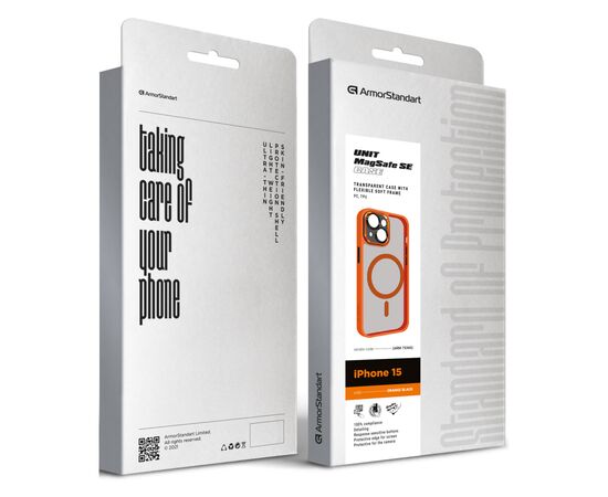 Чохол до мобільного телефона Armorstandart Unit MagSafe SE Apple iPhone 15 Orange Black (ARM75360), зображення 2 Чохол до мобільного телефона Armorstandart Unit MagSafe SE Apple iPhone 15 Orange Black (ARM75360), зображення 2