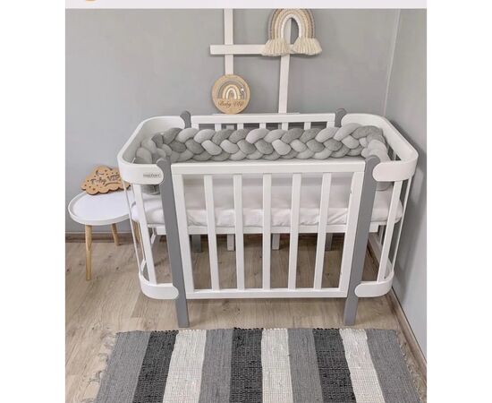 Кроватка Ingvart трансформер Nika 60 Slim с опускной боковинкой (60х94, 60х120) бело-серая (872900107040), изображение 3 Кроватка Ingvart трансформер Nika 60 Slim с опускной боковинкой (60х94, 60х120) бело-серая (872900107040), изображение 3