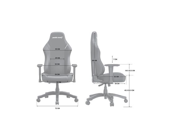 Кресло игровое Anda Seat Luna Fabric Size L Grey (AD18-44-G-F), изображение 8 Кресло игровое Anda Seat Luna Fabric Size L Grey (AD18-44-G-F), изображение 8