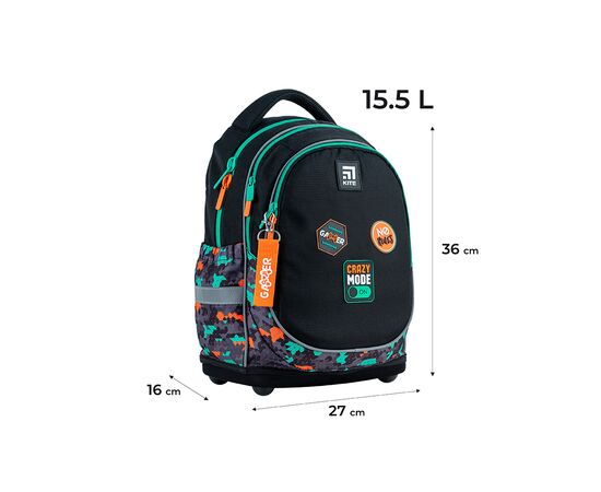 Рюкзак школьный Kite Crazy Mode Черный (K24-724S-4), изображение 2 Рюкзак школьный Kite Crazy Mode Черный (K24-724S-4), изображение 2