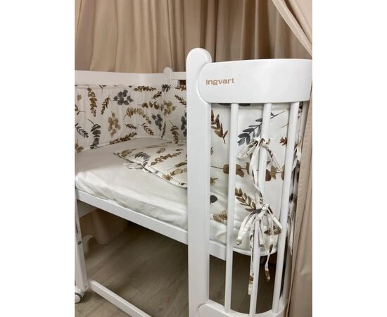 Кроватка Ingvart трансформер Nika 60 Slim с опускной боковинкой (60х94, 60х120) белая (87290010), изображение 5 Кроватка Ingvart трансформер Nika 60 Slim с опускной боковинкой (60х94, 60х120) белая (87290010), изображение 5