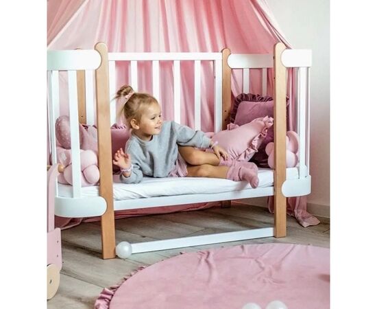 Ліжечко Ingvart трансформер Nika 60 Slim з опускною боковинкою (60х94, 60х120) біло-натуральне (8729001017), зображення 3