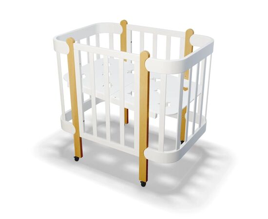 Ліжечко Ingvart трансформер Nika 60 Slim з опускною боковинкою (60х94, 60х120) біло-натуральне (8729001017)