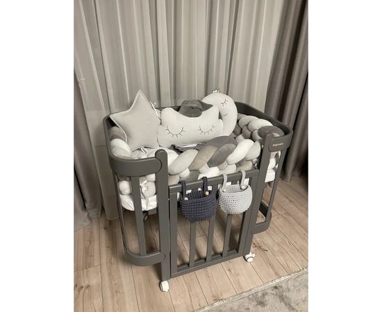 Кроватка Ingvart трансформер Nika 60 с опускной боковинкой (60х94, 60х120) графит (999100), изображение 4