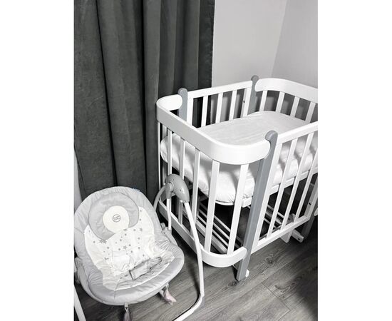 Кроватка Ingvart трансформер Nika 70 Slim с опускной боковинкой (70х94, 70х120) бело-серая (872900117040), изображение 6 Кроватка Ingvart трансформер Nika 70 Slim с опускной боковинкой (70х94, 70х120) бело-серая (872900117040), изображение 6