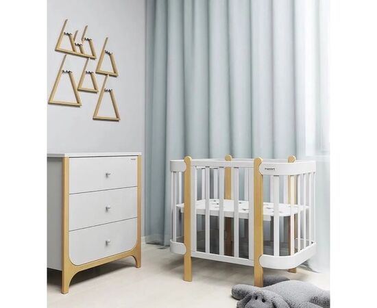 Кроватка Ingvart трансформер Nika 70 с опускной боковинкой (70х94, 70х120) бело-натуральная (3390031017), изображение 4 Кроватка Ingvart трансформер Nika 70 с опускной боковинкой (70х94, 70х120) бело-натуральная (3390031017), изображение 4