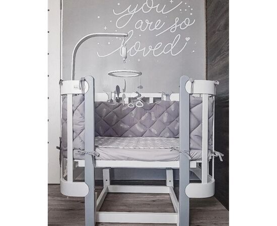 Кроватка Ingvart трансформер Nika 70 с опускной боковинкой (70х94, 70х120) бело-серая (3390037040), изображение 4 Кроватка Ingvart трансформер Nika 70 с опускной боковинкой (70х94, 70х120) бело-серая (3390037040), изображение 4