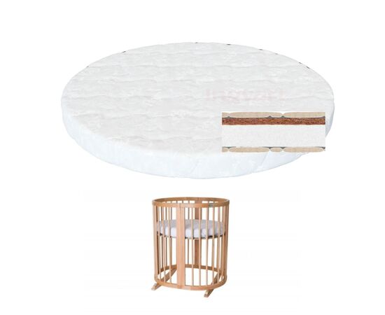 Матрац для дитячого ліжечка Ingvart Smart Bed Round кокос+поролон, 72х72 см (7216)
