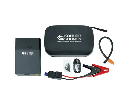 Пуско зарядное устройство Konner&Sohnen портативный KS JSP-1200 с компрессором, 14000mAh, ток 600А/пик 1200А, 150psi, 1.45кг (KSJSP-1200), изображение 2 Пуско зарядное устройство Konner&Sohnen портативный KS JSP-1200 с компрессором, 14000mAh, ток 600А/пик 1200А, 150psi, 1.45кг (KSJSP-1200), изображение 2