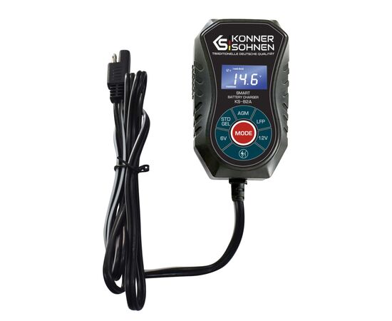 Зарядное устройство для аккумуляторов Konner&Sohnen Auto Welle KS-B2A с разъемом SAE, 230В, 6/12/12,8В, 2А (KS-B2A), изображение 3 Зарядное устройство для аккумуляторов Konner&Sohnen Auto Welle KS-B2A с разъемом SAE, 230В, 6/12/12,8В, 2А (KS-B2A), изображение 3
