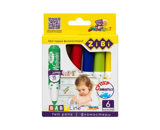 Фломастеры ZiBi BABY Line SUPER JUMBO SUPERWASHABLE 6 цветов (ZB.2816)