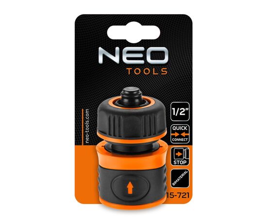 Коннектор для шланга Neo Tools для шланга 1/2", с аквастопом, двухкомпонентный (15-721), изображение 7 Коннектор для шланга Neo Tools для шланга 1/2", с аквастопом, двухкомпонентный (15-721), изображение 7
