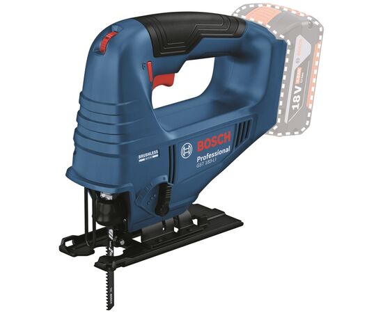Електролобзик Bosch GST 183-LI безщітковий, 18V, 1х4Ah, 0-3300об/хв, хід 20мм, кейс (0.601.5B7.022), зображення 6 Електролобзик Bosch GST 183-LI безщітковий, 18V, 1х4Ah, 0-3300об/хв, хід 20мм, кейс (0.601.5B7.022), зображення 6