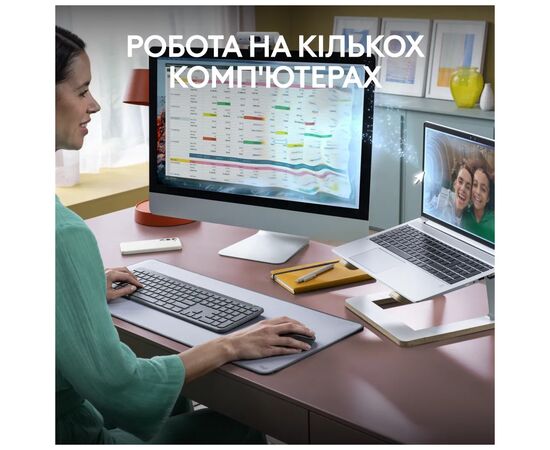 Комплект Logitech MK950 Bluetooth/Wireles UA Graphite (920-012490), зображення 8 Комплект Logitech MK950 Bluetooth/Wireles UA Graphite (920-012490), зображення 8