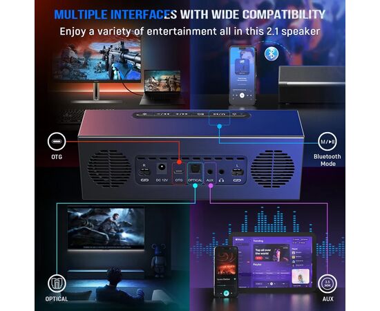 Акустическая система Fifine A22 Gaming RGB Black (A22), изображение 6 Акустическая система Fifine A22 Gaming RGB Black (A22), изображение 6