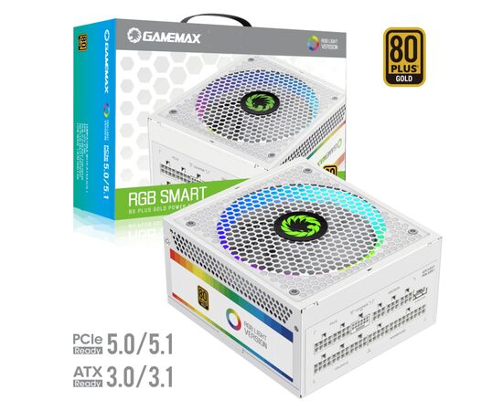 Блок питания Gamemax 1050W (RGB1050 PRO WH (ATX3.0/3.1 PCI), изображение 6 Блок питания Gamemax 1050W (RGB1050 PRO WH (ATX3.0/3.1 PCI), изображение 6