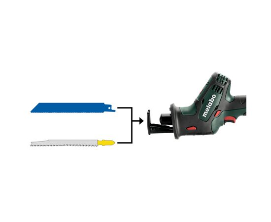 Сабельная пила Metabo SSE 18 LTX COMPACT 18V, ход 13мм, 1.4кг (без АКБ и ЗУ) (602266890), изображение 3 Сабельная пила Metabo SSE 18 LTX COMPACT 18V, ход 13мм, 1.4кг (без АКБ и ЗУ) (602266890), изображение 3