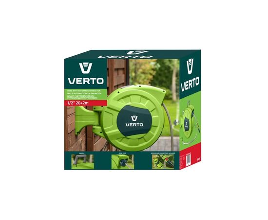 Поливочный шланг Verto на автоматической катушке, 20м+2м, 1/2" (15G891), изображение 2 Поливочный шланг Verto на автоматической катушке, 20м+2м, 1/2" (15G891), изображение 2