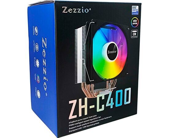Кулер до процесора Zezzio ZH-C400 V2 ARGB/SRGB Ultra Fan, зображення 6 Кулер до процесора Zezzio ZH-C400 V2 ARGB/SRGB Ultra Fan, зображення 6