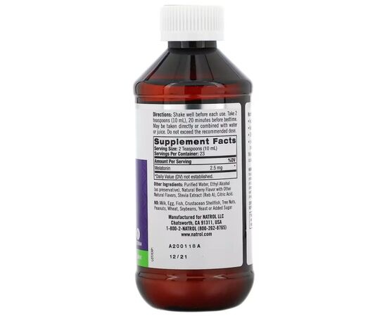Аминокислота Natrol Мелатонин жидкий, 2,5 мг, вкус ягод, Liquid Melatonin, 237 мл (NTL-07405), изображение 2 Аминокислота Natrol Мелатонин жидкий, 2,5 мг, вкус ягод, Liquid Melatonin, 237 мл (NTL-07405), изображение 2