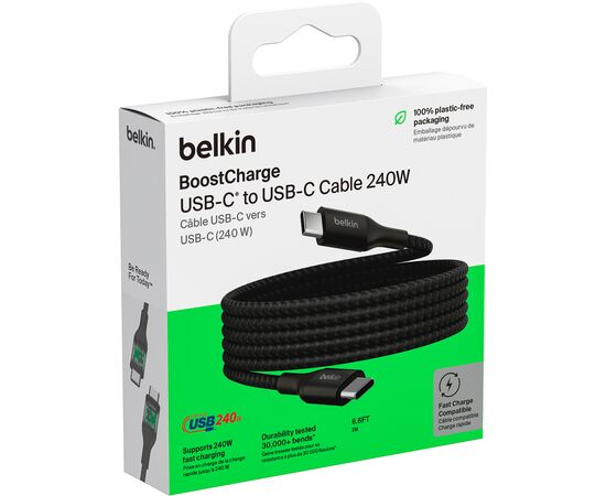 Дата кабель USB-C to USB-C 1.0m 240W Black Belkin (CAB015BT1MBK), изображение 7 Дата кабель USB-C to USB-C 1.0m 240W Black Belkin (CAB015BT1MBK), изображение 7