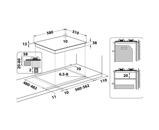 Варочная поверхность Whirlpool TKRL661NB, изображение 6 Варочная поверхность Whirlpool TKRL661NB, изображение 6