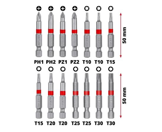 Набор бит Einhell 42шт, HEX, PH, PZ, Torx, 50мм, кейс (118953), изображение 6 Набор бит Einhell 42шт, HEX, PH, PZ, Torx, 50мм, кейс (118953), изображение 6
