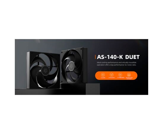 Кулер для корпуса ID-Cooling Вентилятор ID-Cooling AS-140-K Duet Black (AS-140-K DUET), изображение 6 Кулер для корпуса ID-Cooling Вентилятор ID-Cooling AS-140-K Duet Black (AS-140-K DUET), изображение 6