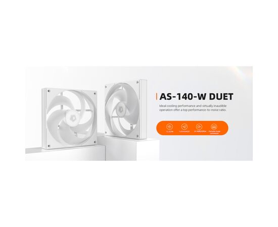 Кулер для корпуса ID-Cooling Вентилятор ID-Cooling AS-140-W Duet White (AS-140-W DUET), изображение 7 Кулер для корпуса ID-Cooling Вентилятор ID-Cooling AS-140-W Duet White (AS-140-W DUET), изображение 7
