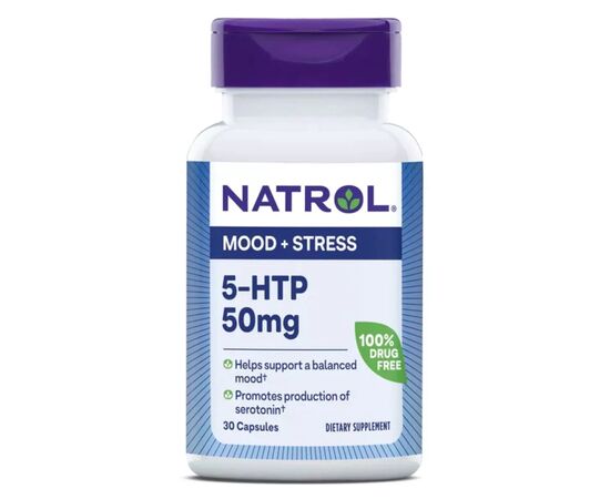 Аминокислота Natrol 5-HTP (Гидрокситриптофан), 50 мг, 5-HTP, 30 капсул (NTL00884)