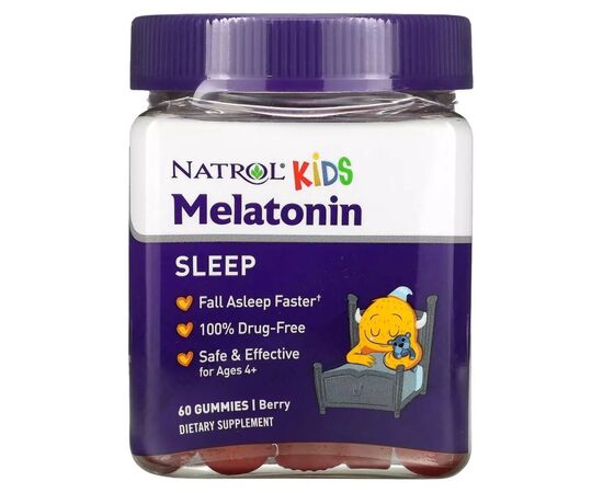 Аминокислота Natrol Мелатонин для детей от 4 лет, 1 мг, вкус ягод, Melatonin, Ages 4+, (NTL-07692)