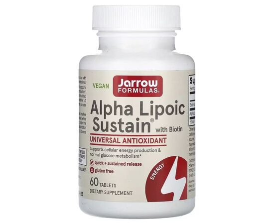 Антиоксидант Jarrow Formulas Альфа-Липоевая кислота с биотином, 300 мг, Alpha Lipoic Sustain, 60 (JRW-20010)