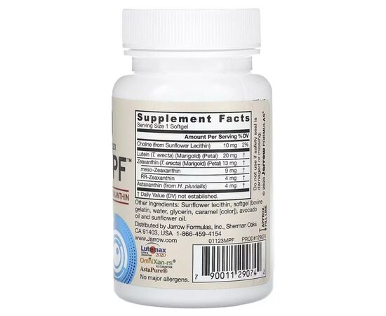 Антиоксидант Jarrow Formulas Защита глаз от синего света, MaculaPF, Carotenoid Complex, 30 желатин (JRW-29074), изображение 2 Антиоксидант Jarrow Formulas Защита глаз от синего света, MaculaPF, Carotenoid Complex, 30 желатин (JRW-29074), изображение 2