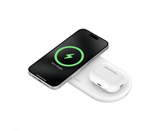 Зарядное устройство Belkin 2in1 15W Pad Qi2 white (WIZ021VFWH), изображение 5 Зарядное устройство Belkin 2in1 15W Pad Qi2 white (WIZ021VFWH), изображение 5