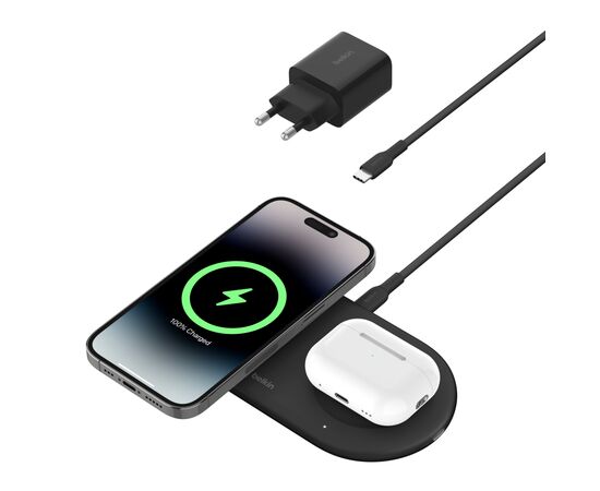 Зарядное устройство Belkin 2in1 15W Pad Qi2 black (WIZ021VFBK), изображение 3 Зарядное устройство Belkin 2in1 15W Pad Qi2 black (WIZ021VFBK), изображение 3