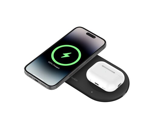 Зарядное устройство Belkin 2in1 15W Pad Qi2 black (WIZ021VFBK), изображение 4 Зарядное устройство Belkin 2in1 15W Pad Qi2 black (WIZ021VFBK), изображение 4