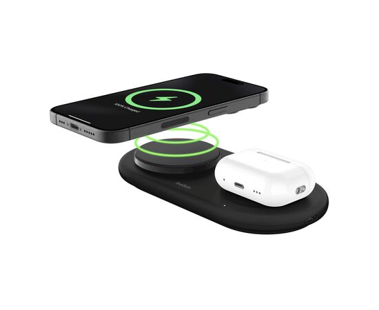 Зарядное устройство Belkin 2in1 15W Pad Qi2 black (WIZ021VFBK), изображение 5 Зарядное устройство Belkin 2in1 15W Pad Qi2 black (WIZ021VFBK), изображение 5