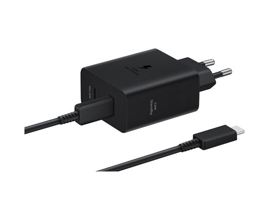 Зарядное устройство Samsung 50W 2xUSB-С + cableUSB-C to USB-C 1.8m black (EP-T5020XBEGEU), изображение 4 Зарядное устройство Samsung 50W 2xUSB-С + cableUSB-C to USB-C 1.8m black (EP-T5020XBEGEU), изображение 4